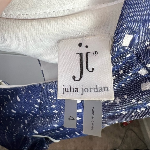 Julia Jordan Knit Jacquard Dress blue and white sleeveless womens size 4 - Picture 7 of 10